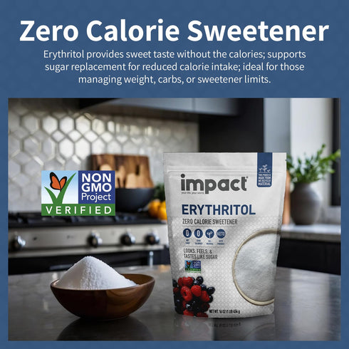 1lb Impact - Erythritol Granular Sweetener - Zero Calorie, Low Carb & Plant-Based, Label-Friendly, Looks & Tastes Like