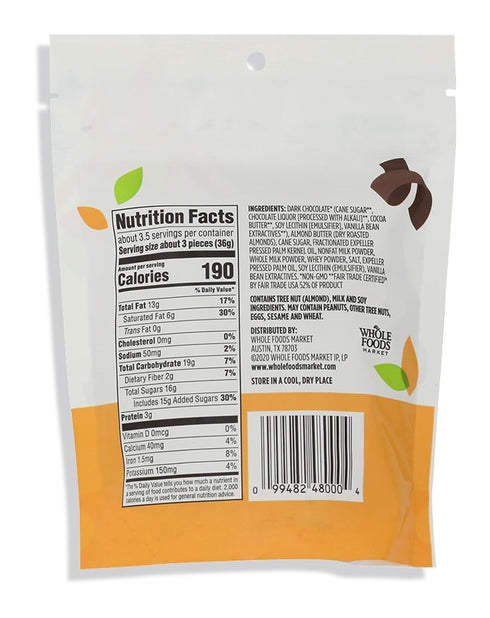 365 4.7 by Whole Foods Market, Mini Dark Chocolate Almond Butter Cups, Ounce
