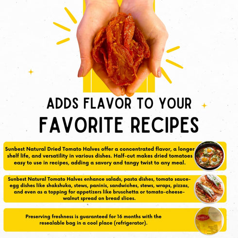 5 lb (80 oz) Sunbest Natural Sun-Dried Tomato Halves Bulk Bag Intense & Zesty Flavor Moist & Ready to Eat Kosher