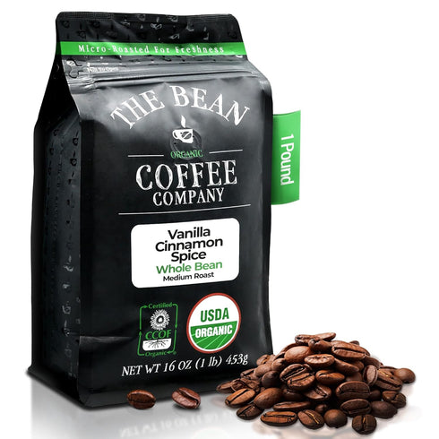 The Bean Organic Coffee Company Holiday Bean (Vanilla Cinnamon Spice), Medium Roast,