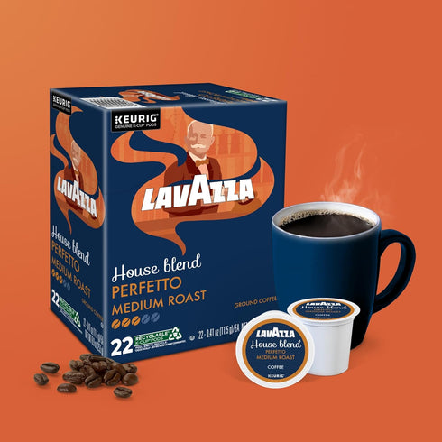 88-Count (4 Packs 22) Lavazza House Blend Perfetto, Single-Serve Keurig K-Cup Pods, Medium Roast Coffee, Box