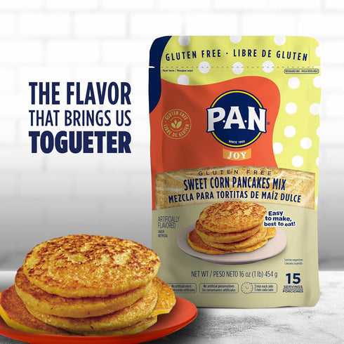 1 lb (Pack 6) P.A.N Sweet Corn Pancakes Mix Gluten Free Easy to Prepare