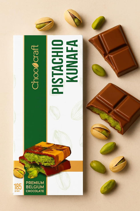 Saifsmart Chococraft Premium Dubai Chocolate Kunafa Pistachio (The Original), 6.53oz - 185 grams