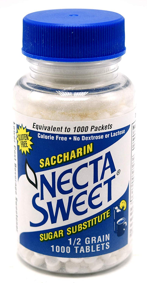 Necta Sweet Saccharin Tablets, 1/2 Grain, 1000 Tablet Bottle (2 Pack)