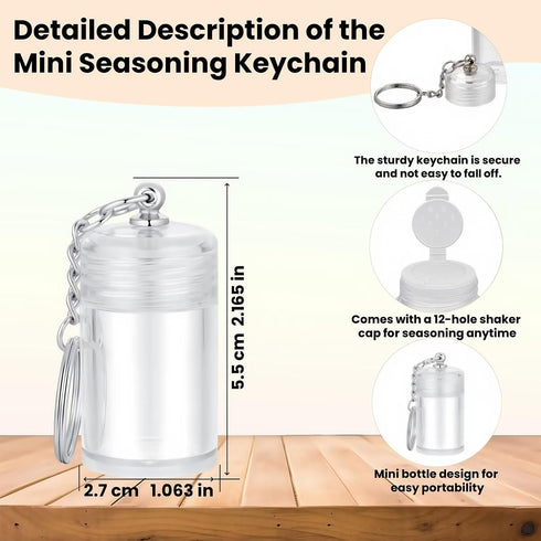 Generic 1.8in Mini Chili Lime Seasoning Keychain Bottle Refillable Travel Spice Jar with Shaker Cap Compact Container
