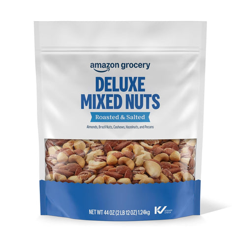 Amazon Grocery, Deluxe Mixed Nuts, Roasted & Salted, 44 Oz (Previously Happy