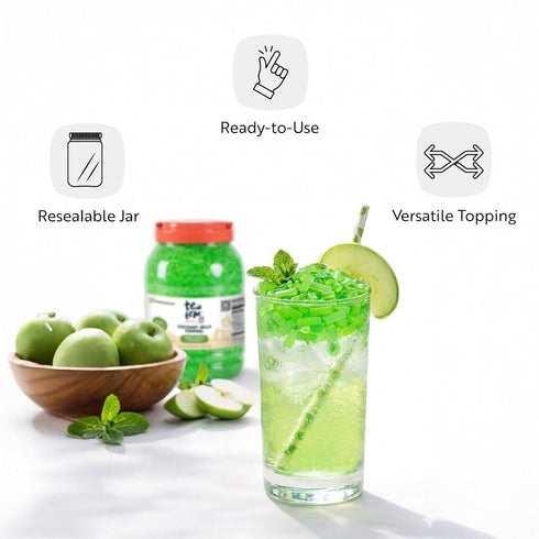 TEA TEK 8.8 1 Count Pound Coconut Jelly Green Apple Coconut Boba Jelly Jars - No Cooking Required, For Various