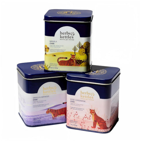 Herbs & Kettles Chai - Combo Set | Masala Chai, Rose Cardamom