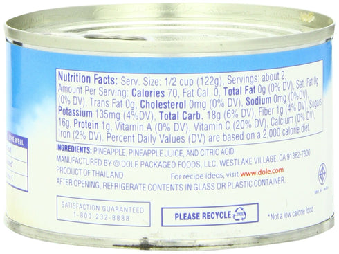 8-Ounce (Pack 24) Dole Pineapple Crushed in Juice, Cans