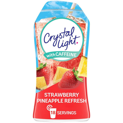 1.62 oz (Pack 3) Crystal Light Liquid Strawberry Pineapple Refresh Naturally Flavored Drink Mix with Caffeine, fl