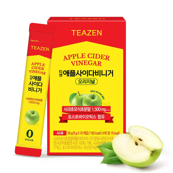 TEAZEN Apple Cider Vinegar Drink Powder Packets On-the-Go Wellness with 1500mg ACV,