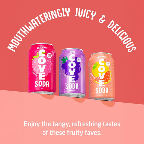 12 Pack Cove Probiotic Soda Soft Drinks with Zero Sugar Refreshing Functional Soda Alternative with Probiotics