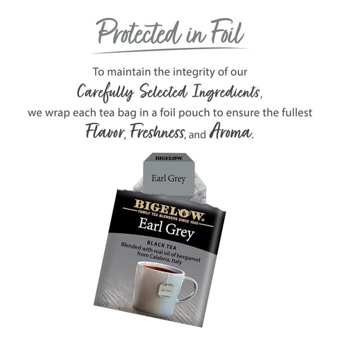 20 1.18 (Pack 6) Bigelow Tea Earl Grey Flavored Black Tea, Kosher, Bags, Ounces