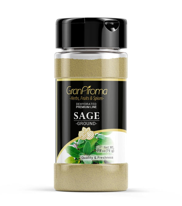 GranAroma Ground Sage, 2.8 oz, Earthy Flavor for Soups & Sauces, Versatile Herb