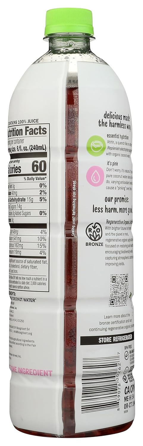 Harmless 32 Oz Harvest Organic Coconut Water, Bottle