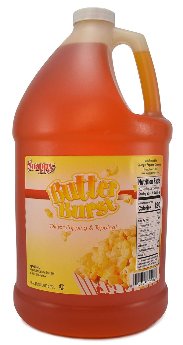 Snappy Butter Burst Popcorn Oil, Movie Theater Butter Oil for Machines and