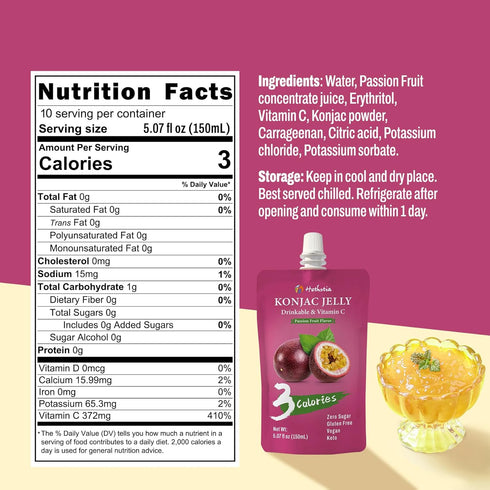 16 Pack, Hethstia Passion Fruit Konjac Jelly & High-Protein Ramen Cups Plant-Based, Low Sugar, Low Fat, Vegan