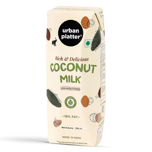 8.45 Oz (250ml) Urban Platter Coconut Milk | Fl | Unsweetened | Rich & Creamy Plant-Based Milk | Dairy-Free, Vegan