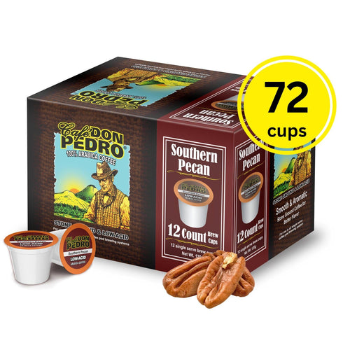 100% 72 count Cafe Don Pedro Southern Pecan Low Acid Coffee Pods - Compatible with Keurig K-cup Coffee Maker, Arabica