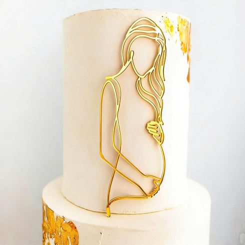 Wkeldr Pregnant Women Cake Topper Pregnancy Announcement Cake Toppers Pregnancy Reveal Lady Cake