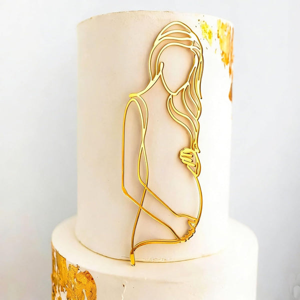 Wkeldr Pregnant Women Cake Topper Pregnancy Announcement Cake Toppers Pregnancy Reveal Lady Cake