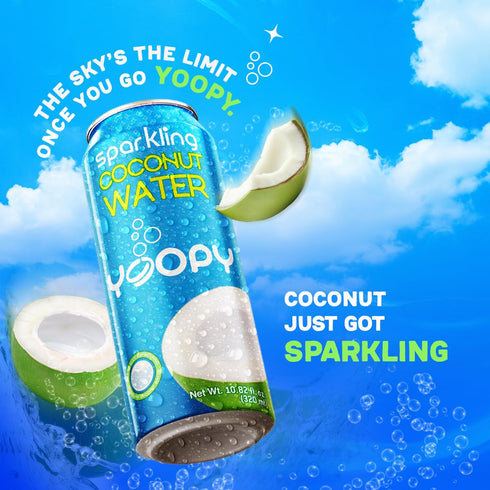 Pack 12 (10.82 oz 55% Yoopy Sparkling Fruit Juices Variety Cans fl Each) with Real Juice Tropical Flavours, Naturally