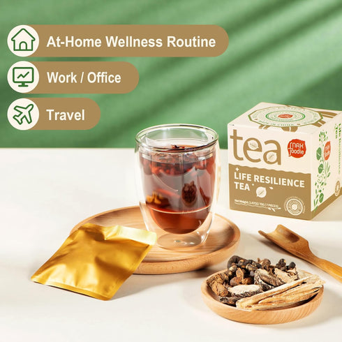 7 Count 7 (70g, 10g/bag) MAX FOODIE Life Resilience Tea, Rose Black Goji Berry Blend, Tea Bags, Natural Herbal Energy