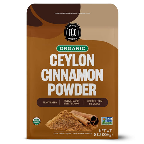 FGO Organic Ceylon Cinnamon Powder, 8oz Pure Sri Lanka Cinnamon for Baking, Cooking, Additive Free