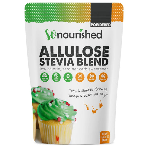 So Nourished Stevia with Allulose Sweetener Powdered - 1:1 Sugar Substitute, Keto