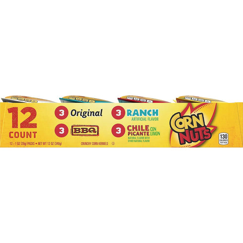 Pack, Packs, 1oz. (Pack 12) CORN NUTS Variety Crunchy Corn Kernels, Snack Box, Individual Snacks For Adults, Original
