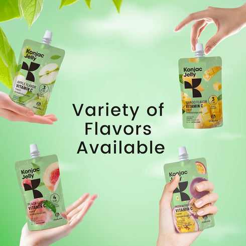 Pack, 10 Hethstia Konjac Jelly Variety Drinkable Jelly Pouches-Peach, Mango, Passion Fruit, Green Apple, Gluten-Free