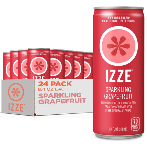 IZZE Sparkling Water Juice Beverage Blend, Grapefruit, No Sugar Added, 8.4 FL