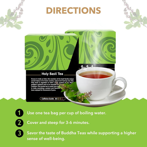 100% 18 (Pack 1) Buddha Teas - Holy Basil - Organic Herbal Tea - For Cognitive Balance & Overall Health - Ayurvedic