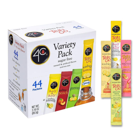 4C Powder Drink Mix Packets, Iced Tea Variety 1 Pack, 44 Count,