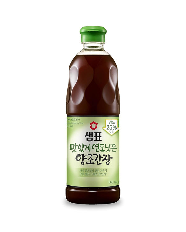 Sempio Naturally Brewed Soy Sauce, Less Salt (860 ml/29.08 fl oz) - Authentic Low Sodium Flavor