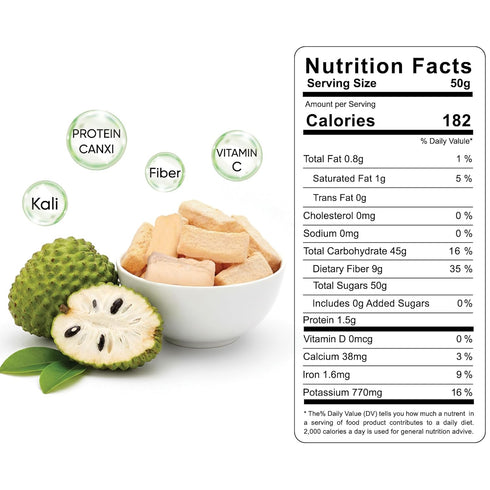 1.76 Oz, MACCA THINH PHAT Freeze-Dried Soursop Healthy Fruit Snack, All Natural, No Sugar Added, No Preservatives