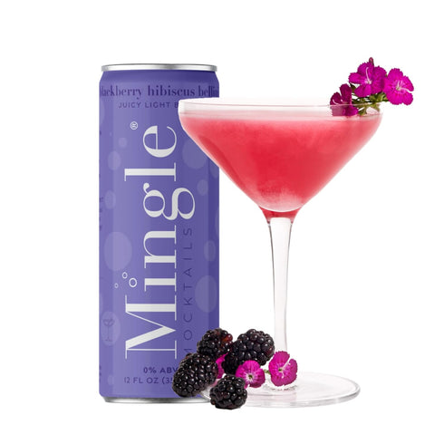 Mingle Mocktails Blackberry Hibiscus Bellini Non Alcoholic Drinks, Alcohol Alternative Pre-Mixed Drinks