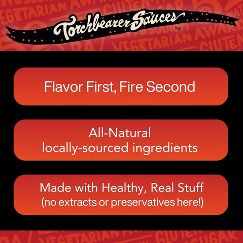 4 pack, 5oz Torchbearer Hot Ones Variety Hot Sauce - Garlic Reaper, Son Of Zombie, Zombie Apocalypse, Headless