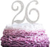 26 Years Birthday Cake Topper - Crystal Rhinestone 26th Wedding Anniversary or 26 Years Old Decoration