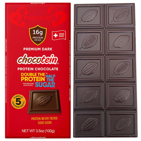 16g (71% 3.5 oz (100g), Pack 3 Chocotein - Protein Rich Fine Chocolate - SWISS Made Premium Dark Chocolate Cocoa)