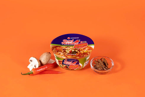 3.03 (Pack 6) Nongshim Ramen Noodles, Gourmet Instant Ramen bowl, Premium Microwavable Noodle Soup, Hot & Spicy, Ounce