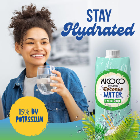 100% 16.9 Oz (Pack 12) MICOCO Coconut Water, No Added Sugar, Pure, Naturally Hydrating and Electrolyte-Rich, Made from