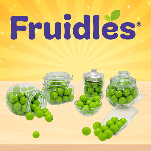 1" Inch (5 Fruidles Green Apple Gum Balls Fruit Flavored, Candy Buffet Treats, Machine Size Refills, Kosher Certified