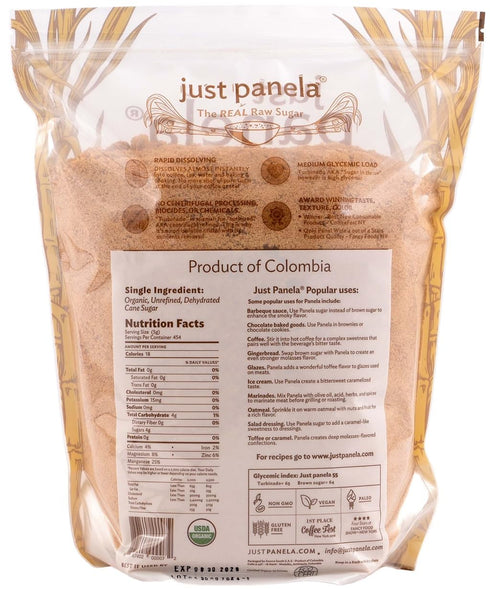5 Pack 1 100% Just Panela Organic Unrefined Cane Sugar Pound of | Unprocessed, Raw Sugar | Panela Great for Baking