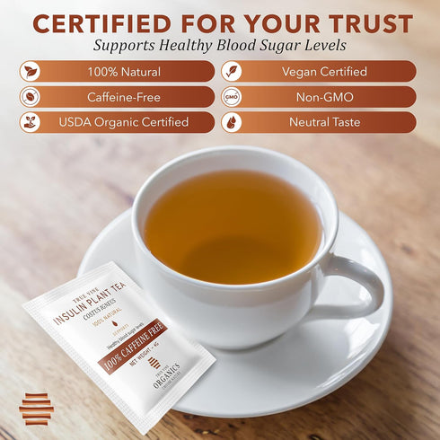 100% 31 (4g True Vine Insulin Plant Tea (USDA Organic) Herbal Organic Tea Bags for Blood Sugar Support, Digestive