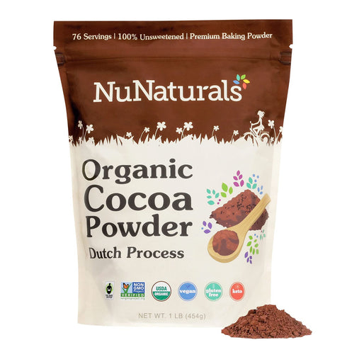10-12%, 1 lb 2 Pack NuNaturals Cocoa Dutch Process Organic Fairtrade Certified