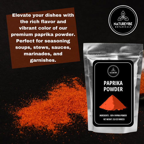 Paprika Powder by Naturevibe Botanicals, 2lb, Red Ground Seasoning, Great for Garnishing