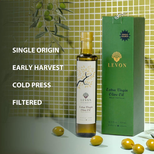 Levon 16.9 oz (500ml), , Gold Harvest Extra Virgin Olive Oil, fl Polyphenol Rich Premium Cold Pressed EVOO, Pesticide