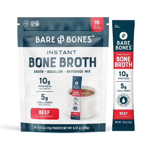 Bare Bones Beef Bone Broth Instant Powdered Mix Packets | 5g Collagen