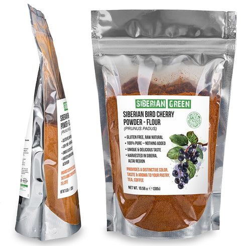 300gr/10.58oz Authentic Siberian Bird Cherry Powder (Flour), Gluten free, Raw Natural Altai Region Wild Harvested